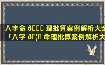 八字命 🐕 理批算案例解析大全「八字 🦅 命理批算案例解析大全图片」